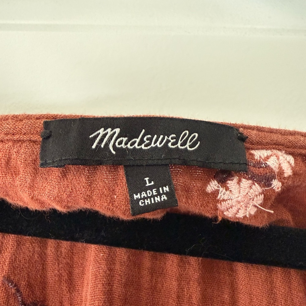 Madewell Rust Floral Square-Neck Peplum Tunic - Picture 2 of 2